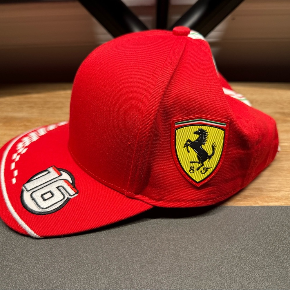 F1 Charles Leclerc Ferrari Red and Yellow Racing Hat